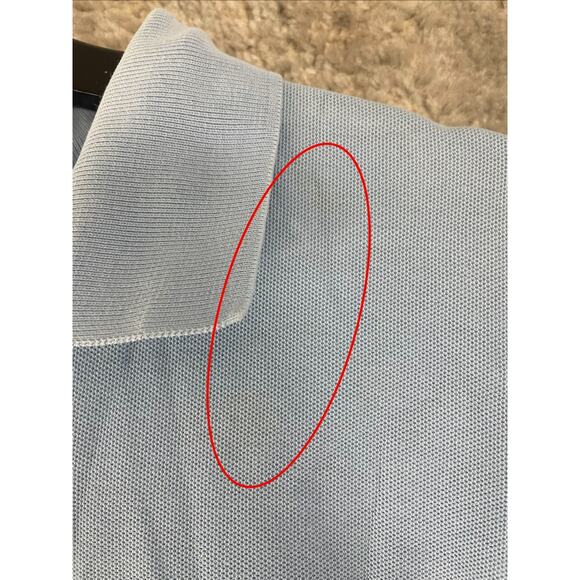 LL Bean Size L Minimalist Casual Polo Top Blue Short Sleeve Collar Button - Picture 3 of 10